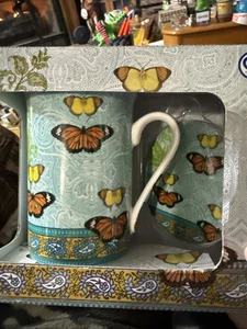 NEW Kent Pottery MUG w/ LID "Monarch " butterflies NIB - Picture 1 of 8