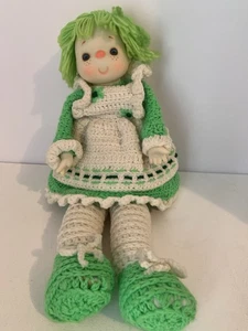 Muñeca de helado vintage verde blanco ganchillo juguete coleccionable pelo verde - Imagen 1 de 5