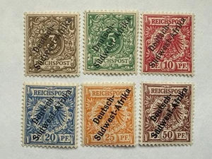 German South West Africa 1897 Scott #1-6 Overprinted MLH - Picture 1 of 4
