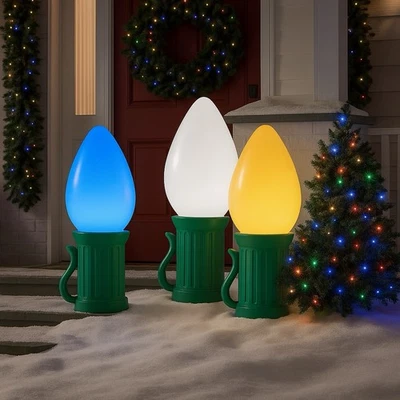 3 ft Battery Operated LED Jumbo Bulb Holiday Yard Decor Prop *Multiple Colors* - Image 1 of 4