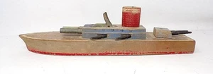 VINTAGE KEYSTONE WOODEN BOAT U. S. BATTLESHIP - 14" L. - GOOD PLAYED-WITH COND. - Picture 1 of 5