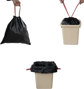 Bolsas de basura Begale de 5 galones con cordón, negras (115 cuentas/3 rollos) - Imagen 1 de 8