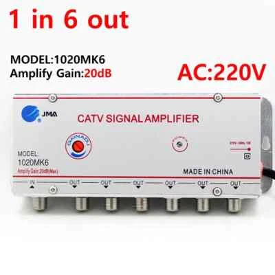 Cable TV Amplifier 1 input 6 Outputs 20dB Gain for Analogue / Antenna Signals - Image 1 of 4