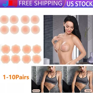 NEW Reusable Silicone Petal Adhesive Nipple Cover Invisible Bra Pad Pasties Lot - Picture 1 of 24