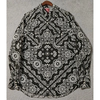 Lucky Brand Dungarees Black Western Rodeo Diamond Snap L/S Western Size XL - Image 1 of 4