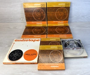 7 Vintage Used Reel To Reel 1/4" Recording Tapes 7"  & 5" w Boxes - Picture 1 of 17