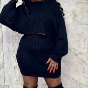 Black Sweater Skirt Set - Picture 1 of 4