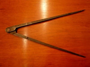 Antique FRENCH Heavy Duty Wrought Iron Divider Compass  /  15"  /  Rare - Picture 1 of 4