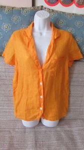 Camisa para mujer Faithfull the Brand naranja de lino con botones manga corta talla 4 - Imagen 1 de 6