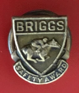 Antique Automotive Pin Badge: BRIGGS SAFETY AWARD; (CHRYSLER) Jockey & Horse - Picture 1 of 2