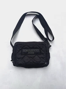 Sonia Rykiel SACS Crossbody Multi Section Quilted Bag Bejeweled Logo Black - Picture 1 of 23