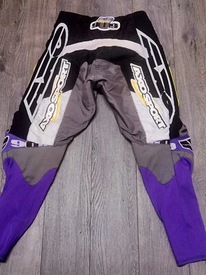 Vtg AXO Motocross Riding Pant Size 32? Series 909 Purple Yellow 12 Panel Knee  - Image 1 of 4