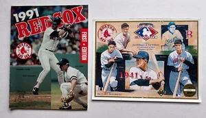 1991 Red Sox Program w/ Upper Deck 1941 Heroes of Baseball Commemorative Sheet - Picture 1 of 5