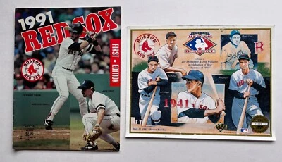 1991 Red Sox Program w/ Upper Deck 1941 Heroes of Baseball Commemorative Sheet - Image 1 of 4