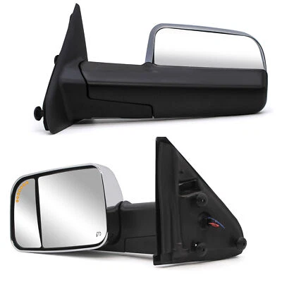 Par de espejos retrovisores de remolque para 02-08 1500 03-09 2500-3500 Dodge Ram Power cromo térmico Foto 1 de 4