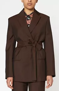 Acne Studios Janine Wool Mohair Belted Suit Jacket Blazer Chocolate Brown 36 S - Picture 1 of 6