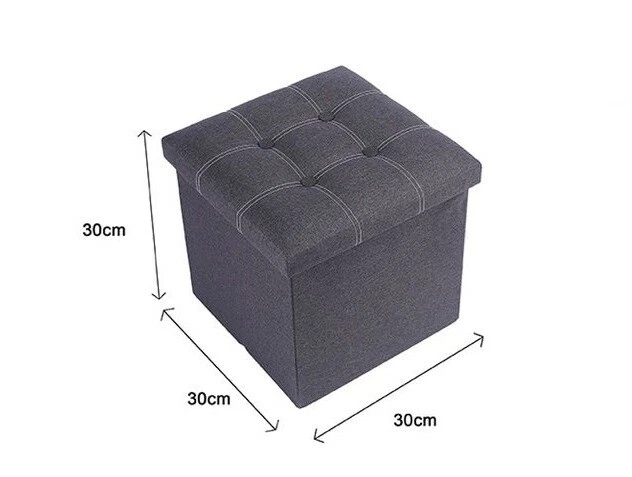Pouff Puff Pouf Contenitore Imbottito Portaoggetti Seduta Grigio 30x30x30cm dfh - Immagine 1 di 1