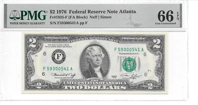 1976 Atlanta $2 FRN (FA Block) PMG 66 EPQ Gem Uncirculated - Image 1 of 4