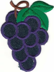 Traubenbündel Patch Dark Denim Bügelbild Aufnähen Cut Out (3" Zoll) - Bild 1 von 1