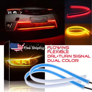 Red&Amber 60CM Switchback Car DRL LED Light Strip Sequential Flowing Turn Signal - Picture 1 of 12