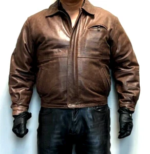 Timberland Boots Brown Leather Bomber Jacket Size Medium - Picture 1 of 10