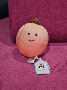 Jellycat Fabulous Peach Fruit Plush Stuffed Animal Soft Toy 4” Smiling Happy - Picture 1 of 4