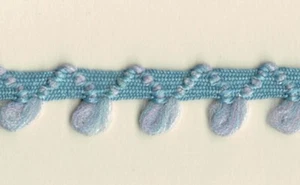 5 Yards 1/2" Baby Blue, Light Pink Elastic Mini Pom Pom Trim 27527 - Picture 1 of 2