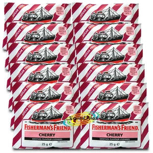 12x Fisherman's Friend Cherry Menthol Sugar Free Lozenges Sweeteners 25g - Picture 1 of 1
