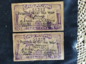 1942 PROVINCE OF CAGAYAN WWII,NUMISTA 100% RARITY,EMERGENCY CERTIFICATE,lot of 2 - Picture 1 of 6