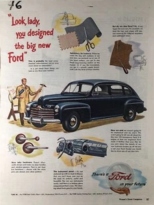 1946 Vintage Ford Ad - Look, lady, you designed the big new Ford - Picture 1 of 2