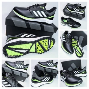 US 9.5 Adidas Golf Men's Black White Green Waterproof Comfort Solarmotion 24 New - Picture 1 of 16