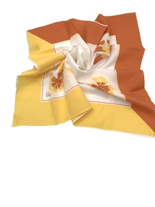 Vintage Vera Scarf Yellow and Orange with Flowers 70's  20 in by 21 in - Picture 1 of 9
