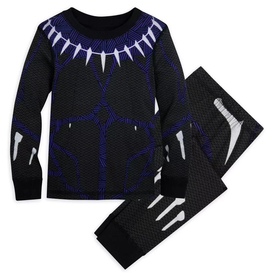 MARVEL BLACK PANTHER COSTUME PAJAMAS FOR BOYS NWT SIZES 3,4,5,6,7,8,10 - Image 1 of 4