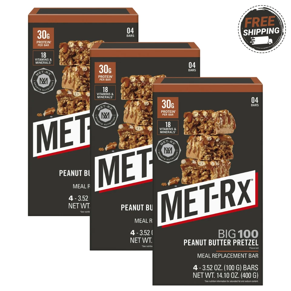 30g Protein, 12 Ct, MET-Rx Big 100 Protein Bar, Peanut Butter Pretzel - Image 1 of 1