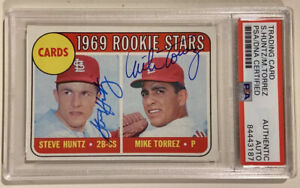 1969 Topps MIKE TORREZ STEVE HUNTZ Signed Auto Rookie Baseball Card #136 PSA/DNA