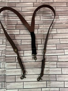 Nocona Belt Co. Men's Standard Bullet Concho Gallus Leather Suspenders Brown - Picture 1 of 7