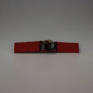 Bali Orange Glass Bead Belt- 2-inch Wide Elastic Stretch, Dress, Pants, Style - Picture 1 of 2