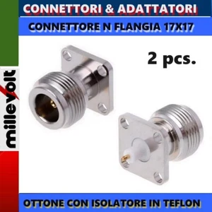 2 Pz. CONNETTORE N FEMMINA A FLANGIA 17,5 X 17,5 mm DA PANNELLO - Zdjęcie 1 z 14
