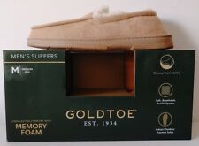 NEW!! Gold Toe Beige Memory Foam Indoor Outdoor Men's Slippers Size 8-9M 