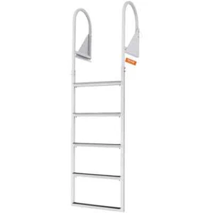 5-Step Flip-Up Dock Ladder 350 lbs. Pontoon Boat Ladder w/2 in. W Step and Nonsl - Picture 1 of 8