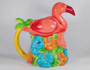 "Jarra de cerámica para cocina flamenco rosa para servir jarra tropical de 11"" Summer Living" - Imagen 1 de 11