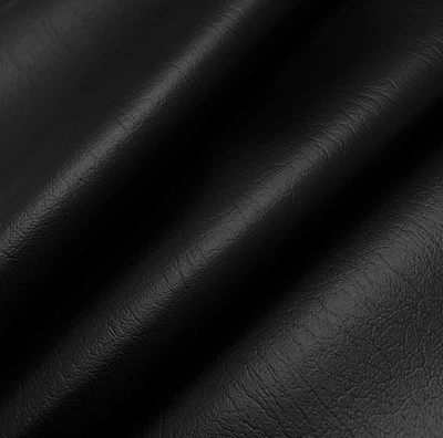 HEAVY FEEL BLACK FAUX LEATHER GRAIN VINYL PVC UPHOLSTERY MATERIAL FABRIC   - Image 1 of 4