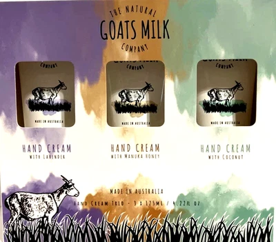 Goats Milk Hand Cream Trio Set -Lavander-Manuka Honey-Coconut ( 3x 125ml ) NEW ! - Image 1 of 2