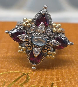 Barbara Bixby Sterling, 18k Gold Apatit, Rose Granat Edelstein Ring Neu Gr. 7 - Bild 1 von 24