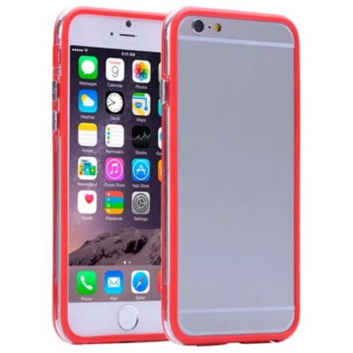 Custodia Bumper in TPU Trasparente e Rosso per Apple iPhone 6 Plus - Immagine 1 di 1