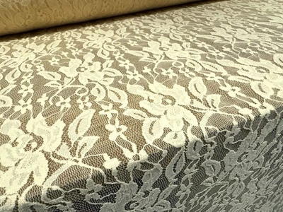 Stretch Spandex Lace Fabric, Per Metre - Floral - Lemon - Image 1 of 4