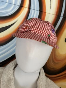 90s Vintage Girls Baseball Cap Hat Red Gingham Vegetables Country Boston Traders - Picture 1 of 9