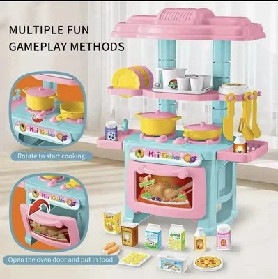 Mini Kitchen Counter Play Set DIY Simulated Cooking Food Tableware Play House. - Image 1 of 4
