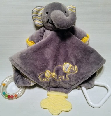 Плюшевое милое защитное одеяло Stephan Baby Elephant серое желтое зубочистка погремушка - Изображение 1 из 4