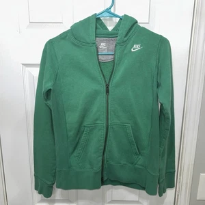 Felpa Nike Sportswear verde full zip con cappuccio taglia large logo ricamato - Foto 1 di 7